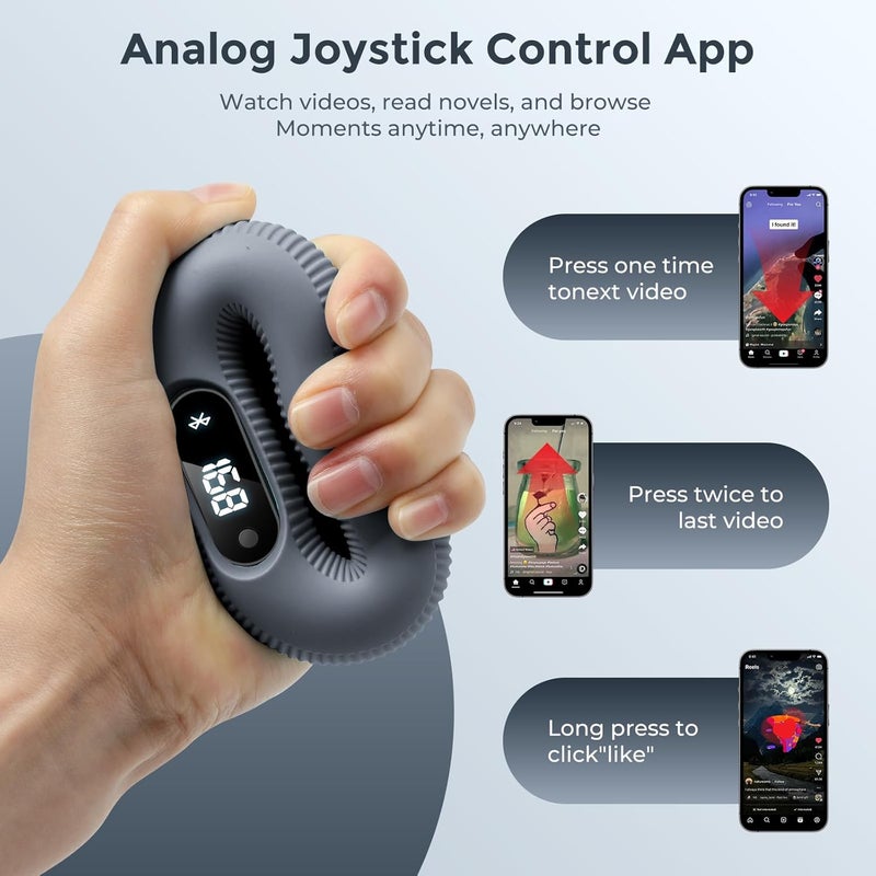JACKBOOM Smart Grip Strength Trainer with Bluetooth APP - Squeeze to Play Games & Scroll TikTok Hands-Free, Soft Silicone, Portable Hand Exercise for Strength, Stress Relief & Rehab - Image 4